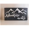 Image 1 : Adventure Awaits 6X12 Inches. Made of Pine. Hooks on Back