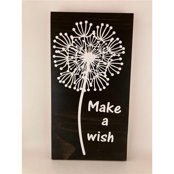 Make a Wish 6X12 Inches. Made of Pine. Hooks on Back