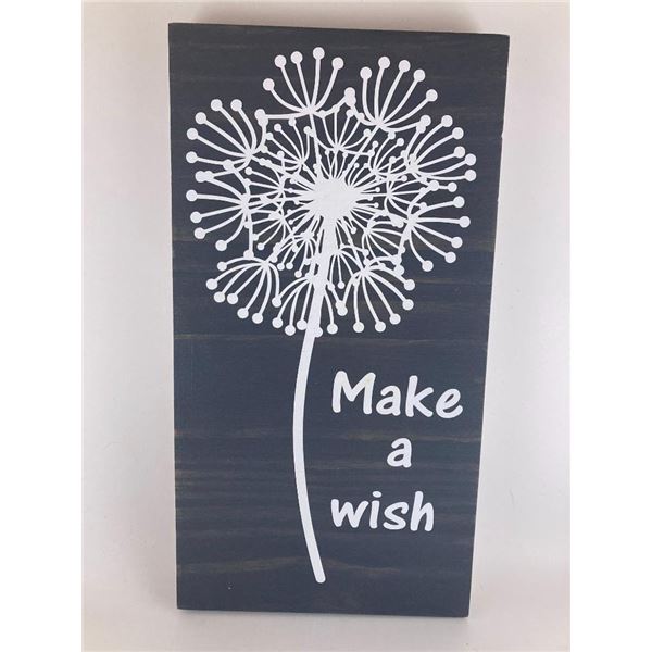 Make a Wish 6X12 Inches. Made of Pine. Hooks on Back