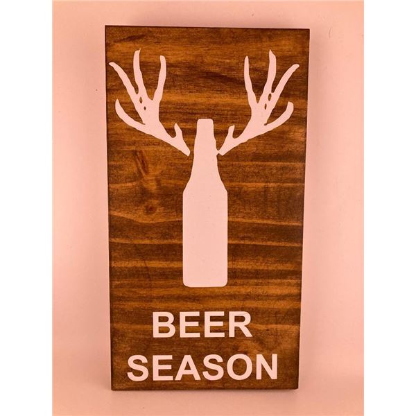 Beer Season (Brown) 6X12 Inches. Made of Pine. Hooks on Back