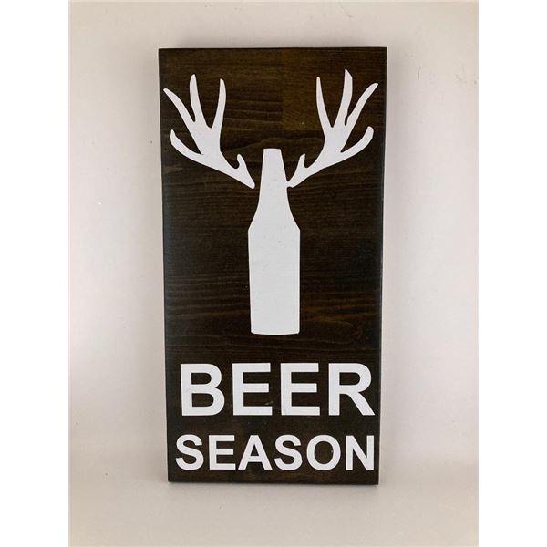 Beer Season (Black) 6X12 Inches. Made of Pine. Hooks on Back