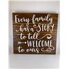 Image 1 : Every family has a story to tell Welcome to ours 12X12 Inches. Made of Pine. Hooks on Back