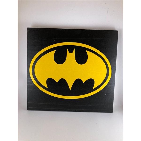Batman Symbol 12X12 Inches. Made of Pine. Hooks on Back