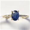 Image 1 : 10K Yellow Gold Blue Sapphire(1ct) Diamond(0.05ct) Ring (~Size 7) appraisal certificate $ 1960.00