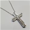 Image 3 : Silver Cross Pendant with 22  Diamond(.25Ct, Si1-I1, F-G) Necklace ( (~weight 2.74g), Appraised Reta