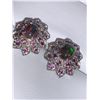 Image 2 : Natural Black opal and Garnet Cluster ladies Earring Set  set in .925 silver with certificate Value 