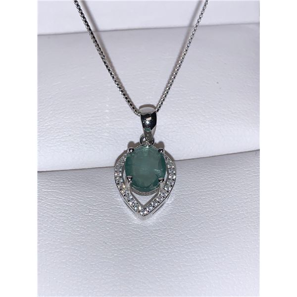 Natural 1.51 Carat Emerald Solitaire Pendant & Chain certificate Value $650.00