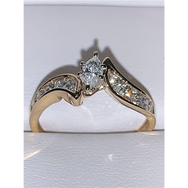 Ladies Marquis Cut .96 Carat Diamond ( SI-I, G-H) Ring set in 14K Gold certificate Value $9,200.00