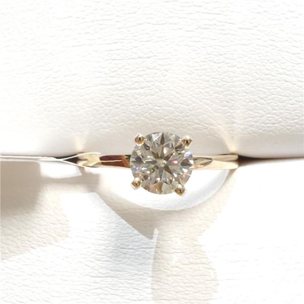 10K Yellow Gold Moissanite(1ct) Solitaire Brilliant Cut Ring  (~weight 2.2g), Made in Canada, Apprai