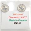 Image 4 : 14K White Gold  Diamonds (1.48Ct, Si1-Si2, Brown) Solitaire Earrings  , Made in Canada, Appraised Re