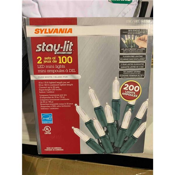 Sylvania Stay-lit 2 set of 10 LED Mini Lights Pure white  200 lights