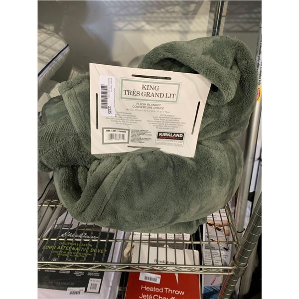 Kirkland Signature King Size Plush Blanket Green