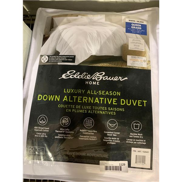 Eddie Bauer Home Luxury All-Season Down Alternative Duvet White Queen Size