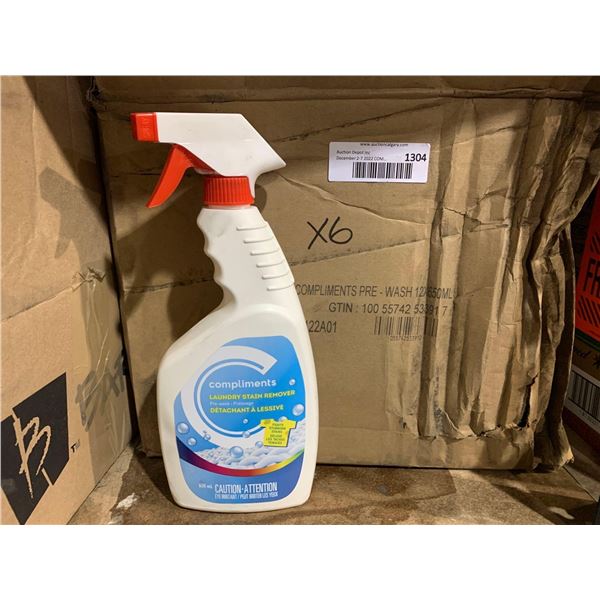 CASE LOT Compliments Laundry Stain Remover Pre-wash 6x650ml