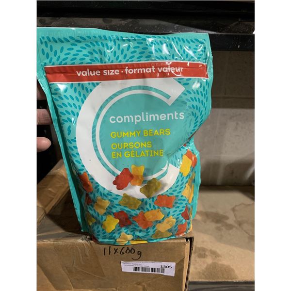 CASE LOT Compliments Gummy Bears 11x600g