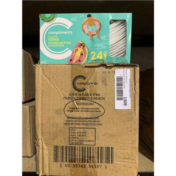CASE LOT Compliments White Plastic Forks 24 per box - 24 boxes per case