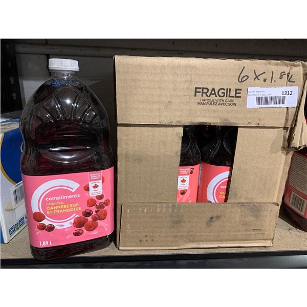 CASE LOT Compliments Cranberry/Raspberry Cocktail 6x1.89L