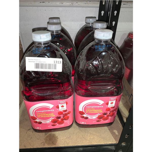 CASE LOT Compliments Cranberry/Raspberry Cocktail 6x1.89L