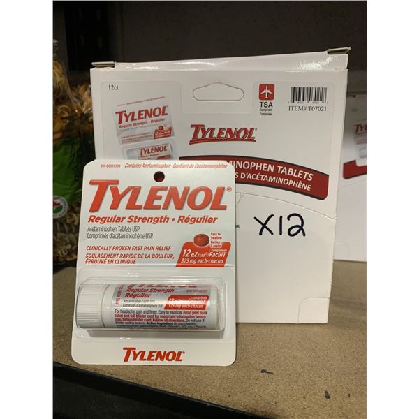 CASE LOT Tylenol Regular Strength Tablets 12ezTabs x 12packs