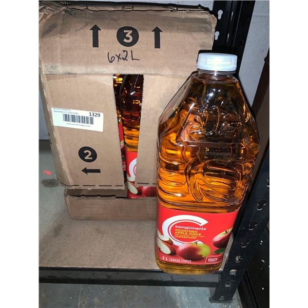 CASE LOT Compliments McIntosh Apple Juice unsweetened 6x2L