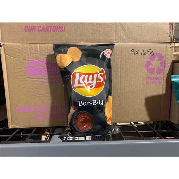 CASE LOT Lay's Bar-B-Q Chips 18 x 165g