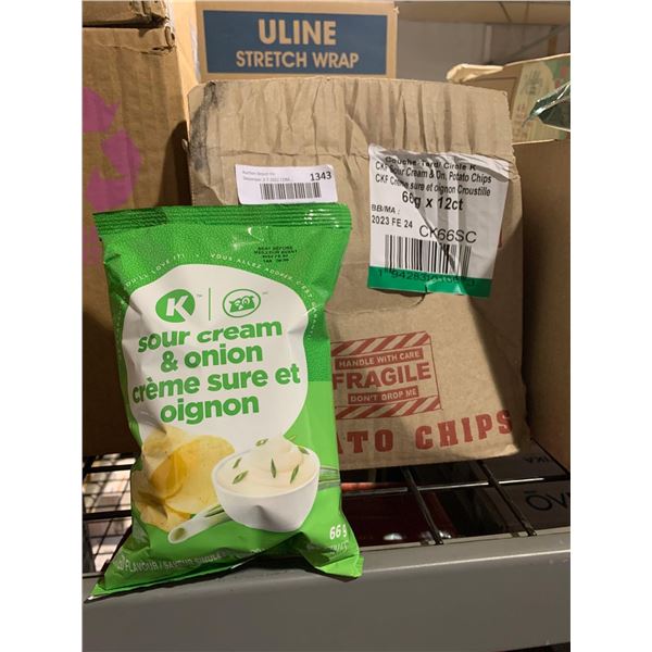 CASE LOT Circle K Sour Cream & Onion Chips 12 x 66g bags