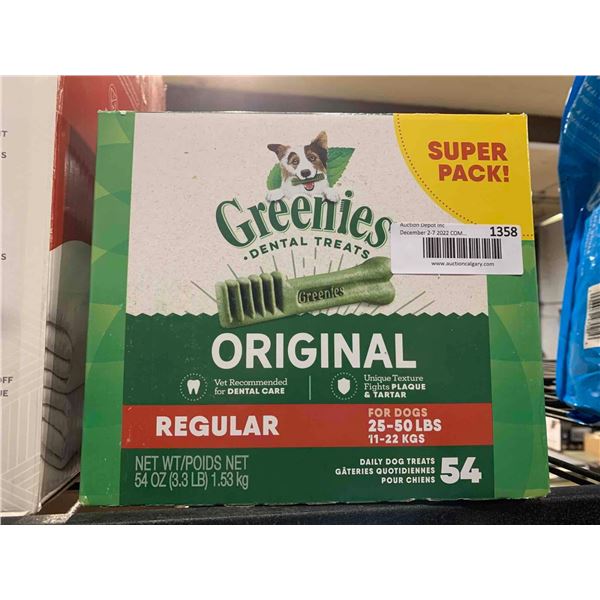 CASE Lot Greenies Dental Dog Treats original - Regular Size 54 Count