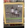 Image 1 : Twin Pack Black Outdoor Wall Mount Lanterns 18" Tall
