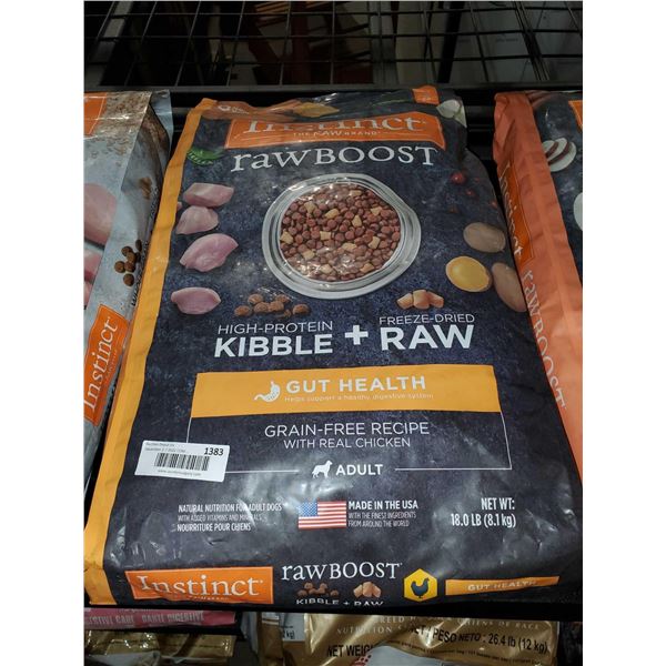 Instinct Raw Boost, Grain Free Gut Health High Protein Dog Kibble 18 Lbs