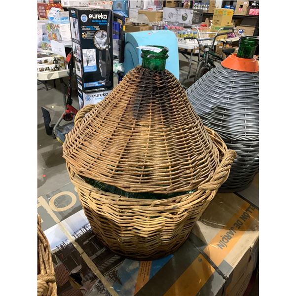 Vintage Large Glass Demijohn "Bonbonne" Wicker Wine Bottle