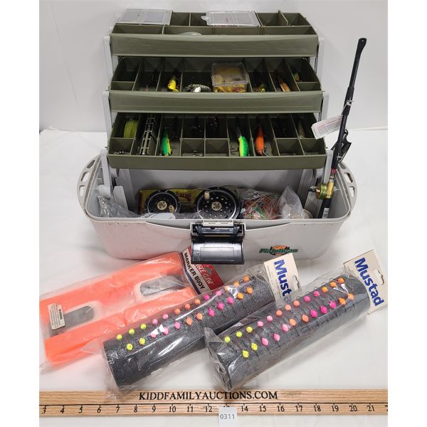 JOB LOT - MISC FISHING GEAR - INCL. TACKLE BOX - MUSTARD SIDE DRIFTING ...