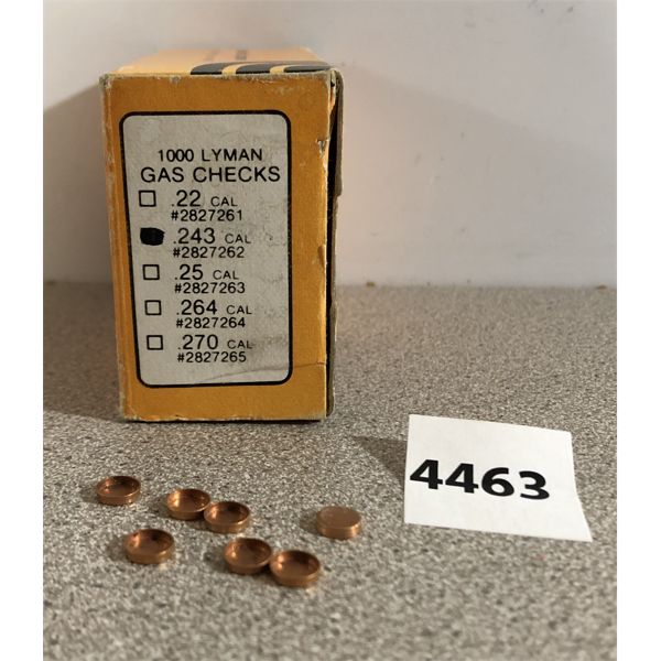 GAS CHECKS: APPROX 1,000X LYMAN .243 CAL GAS CHECKS - Kidd Family Auctions