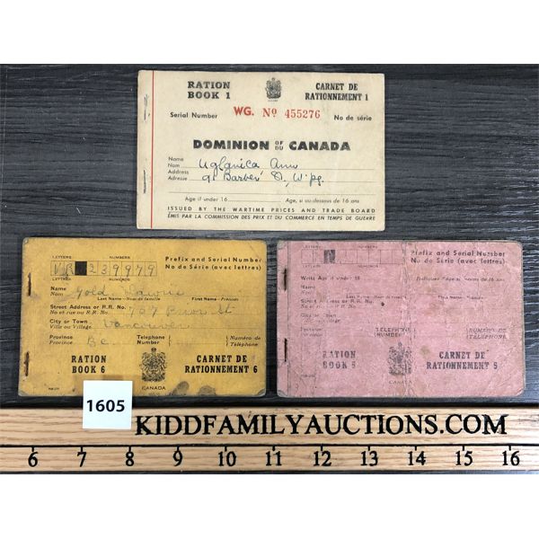 Canadian Ration Books LOT OF 3 - WWII CANADIAN RATION BOOKS - Kidd Family Auctions