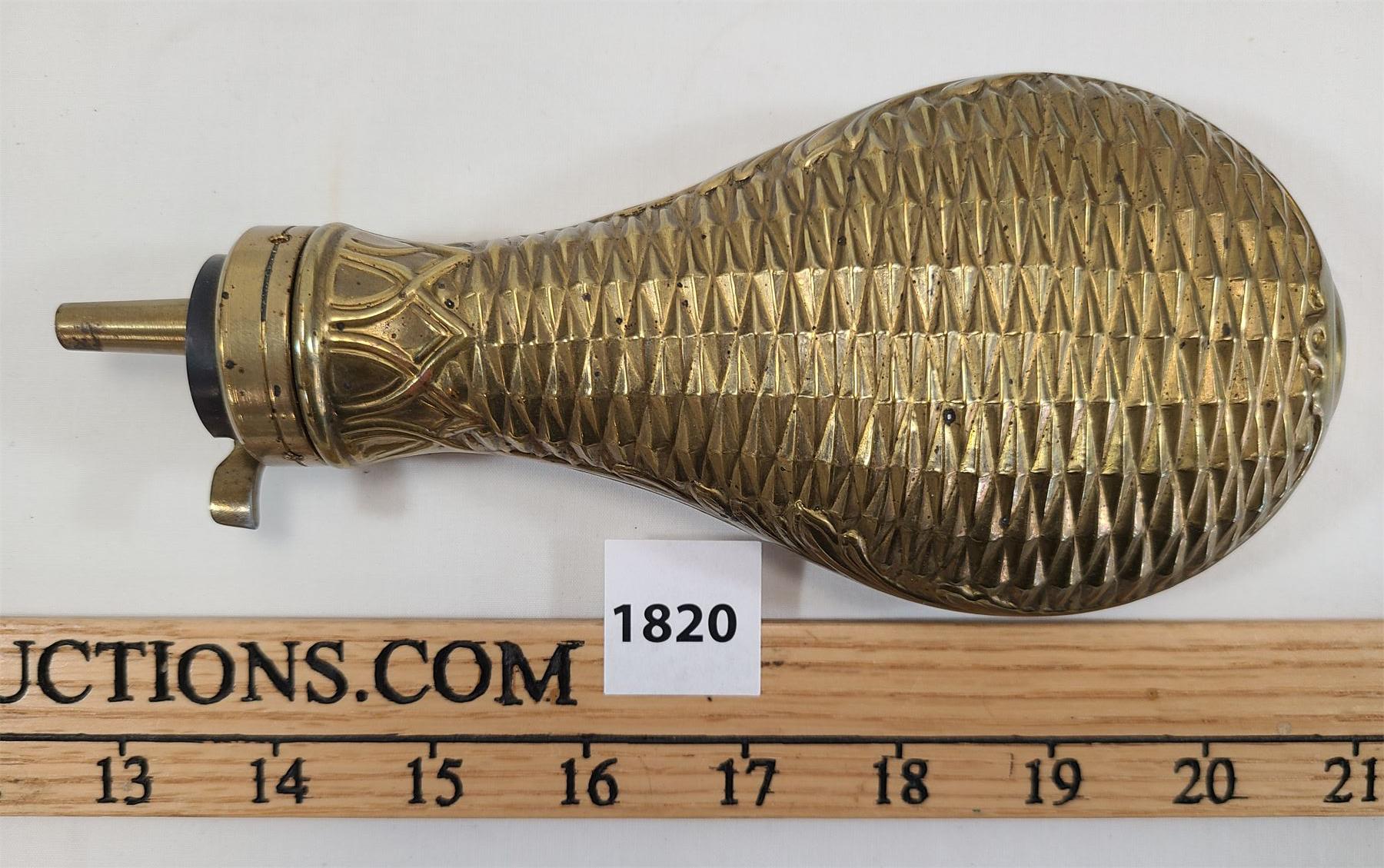 BRASS BLACK POWDER MEASURE FLASK - 3 x 8 INCHES