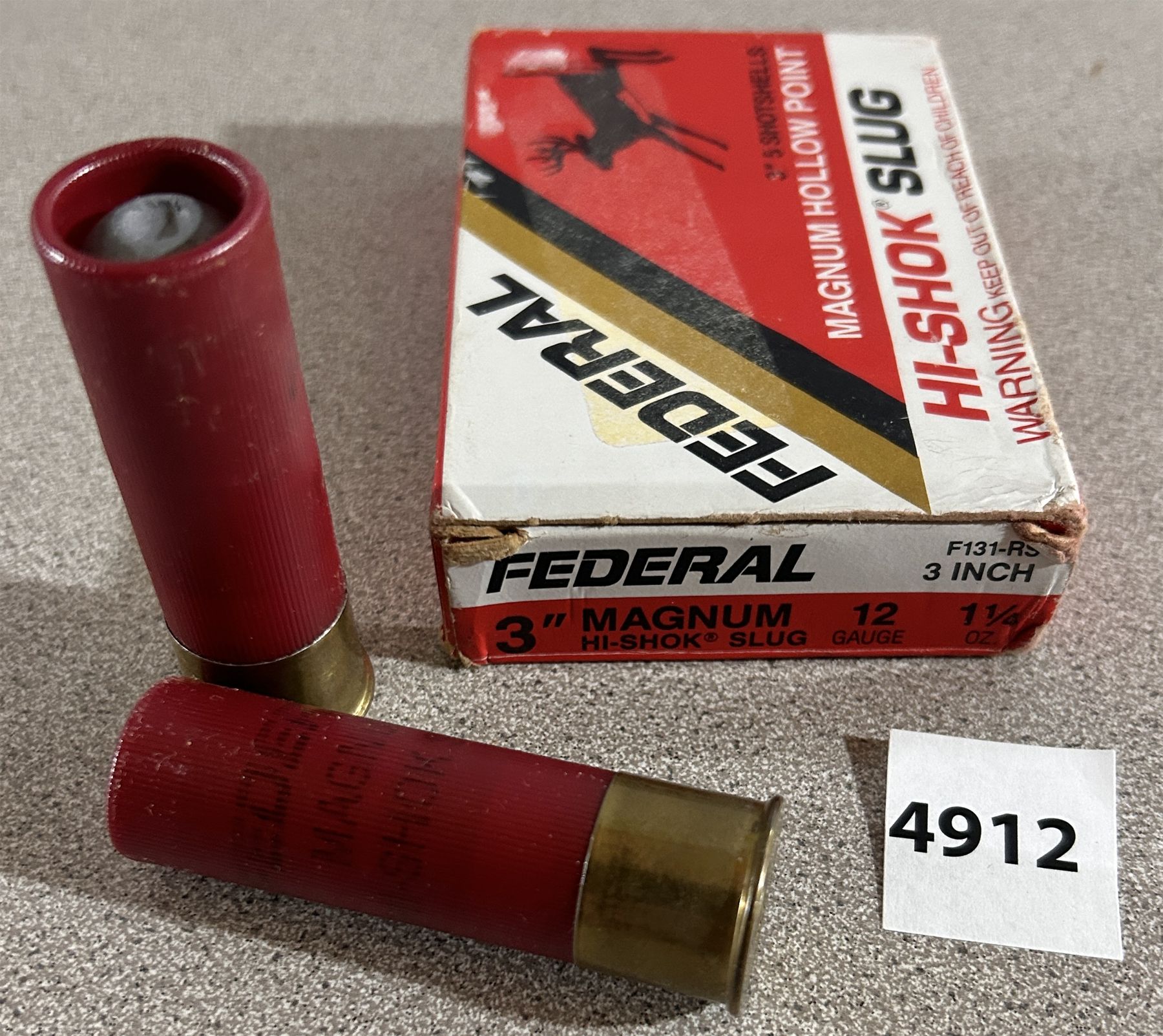 AMMO: 5 X FEDERAL HI-SHOCK 12 GA 3 INCH SLUG - Kidd Family Auctions