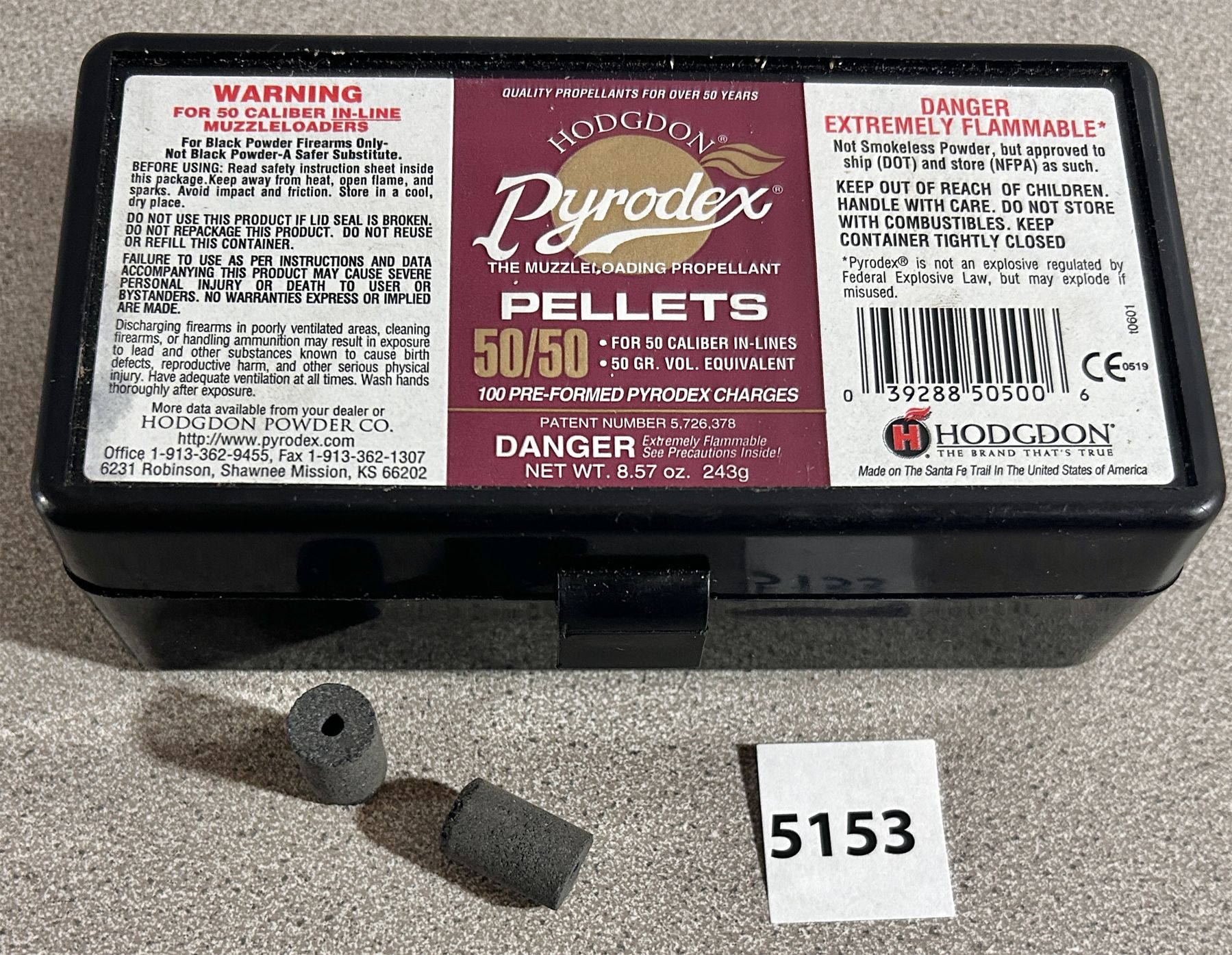 POWDER: 68 X HOGDON PYRODEX .50 CAL PELLETS