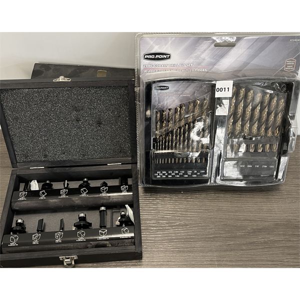 LOT OF 2 - PRO POINT 29 PCS DRILL BIT SET & MAXIMUM ROUTER BIT SET - AS ...