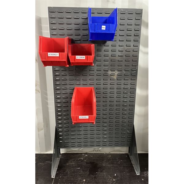 3 X 5 FOOT PARTS RACK W/ 34 BINS - ALL BINS NOT SEEN - Kidd Family Auctions