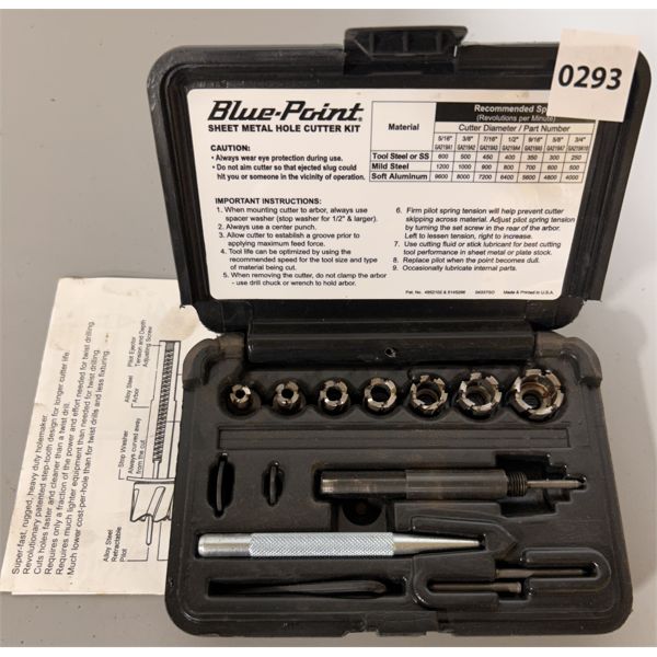 BLUE-POINT SHEET METAL HOLE CUTTER KIT - 5/16 TO 3/4 INCH - Kidd
