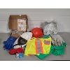 Image 1 : JOB LOT - PPE EQUIPMENT - INCL. VEST, COVERALLS, GLOVES, FACE SHIELD, EAR PLUGS & ETC. 
