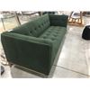 Image 2 : CONTEMPORARY GREEN CRUSHED VELVET DIAMOND TUFTED SOFA