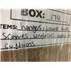 Image 8 : PALLET OF ASSORTED BOXED ITEMS-GLASSWARE, CURTAINS, THROW PILLOWS, DUVETS, CLOTHES, PURSES, ETC