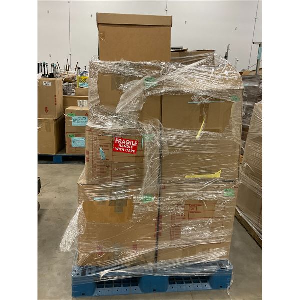 PALLET OF BOXED ASSORTED SET DEC ITEMS-CRYSTAL, DUVETS, PILLOWS, STEREO, JEWELLERY, ETC