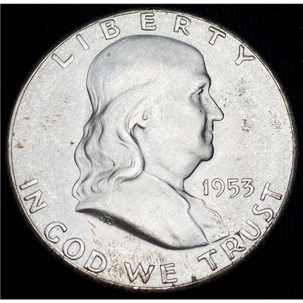 1953-S Franklin Silver Half Dollar MS66