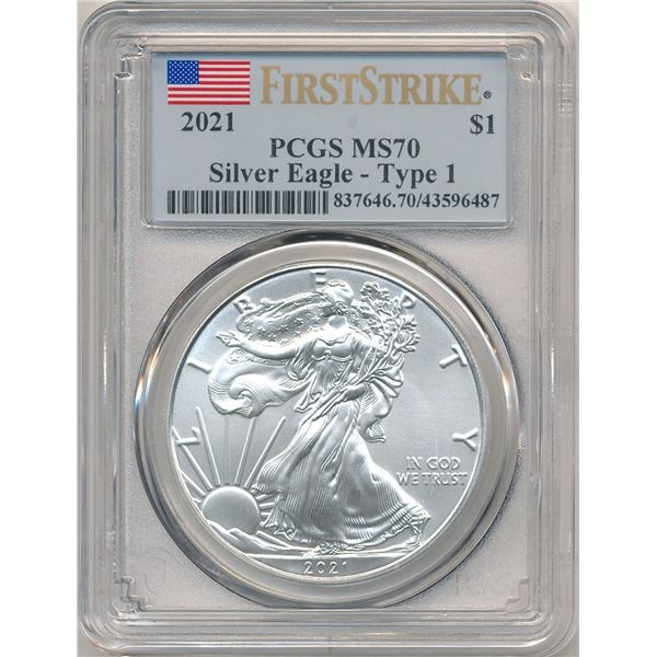 2021 American Silver Eagle PCGS MS70 Type 1
