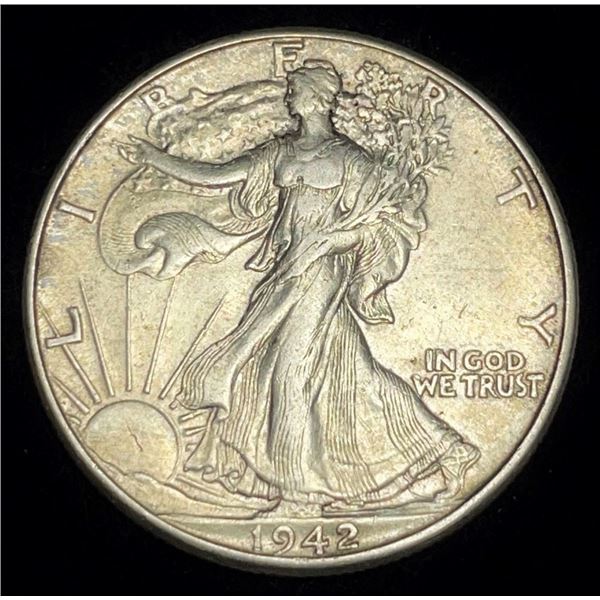 1942 Walking Liberty Silver Half Dollar AU