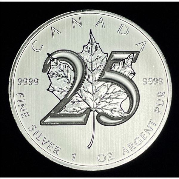 2013 Canada $5 Maple Leaf .9999 Silver 1 ozt 25th Anni.
