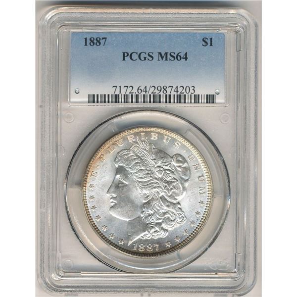 1887 Morgan Silver Dollar PCGS MS64
