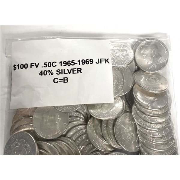 United States 40% Silver Franklin 50 Cents $100 (1000-coins)