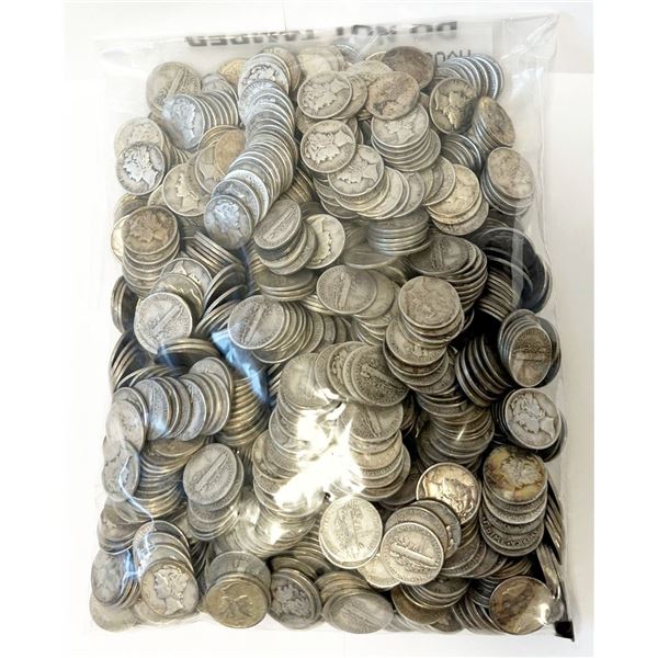 United States Constitutional 90% Silver 1916-1945 Mercury 10 Cent $100 (1000-coins)